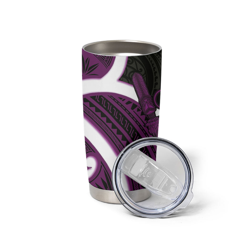 Waiporoporo Aotearoa Atua Tumatauenga Tumbler Cup Maori God Of War Tiki With Taiaha LT14 - Polynesian Pride