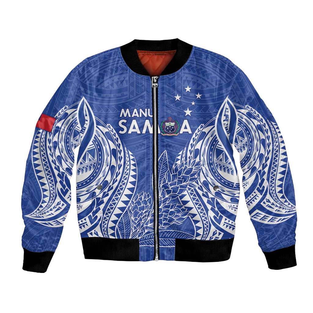 Custom Manu Samoa Rugby 2024 Bomber Jacket Go Champions Samoan Tattoo