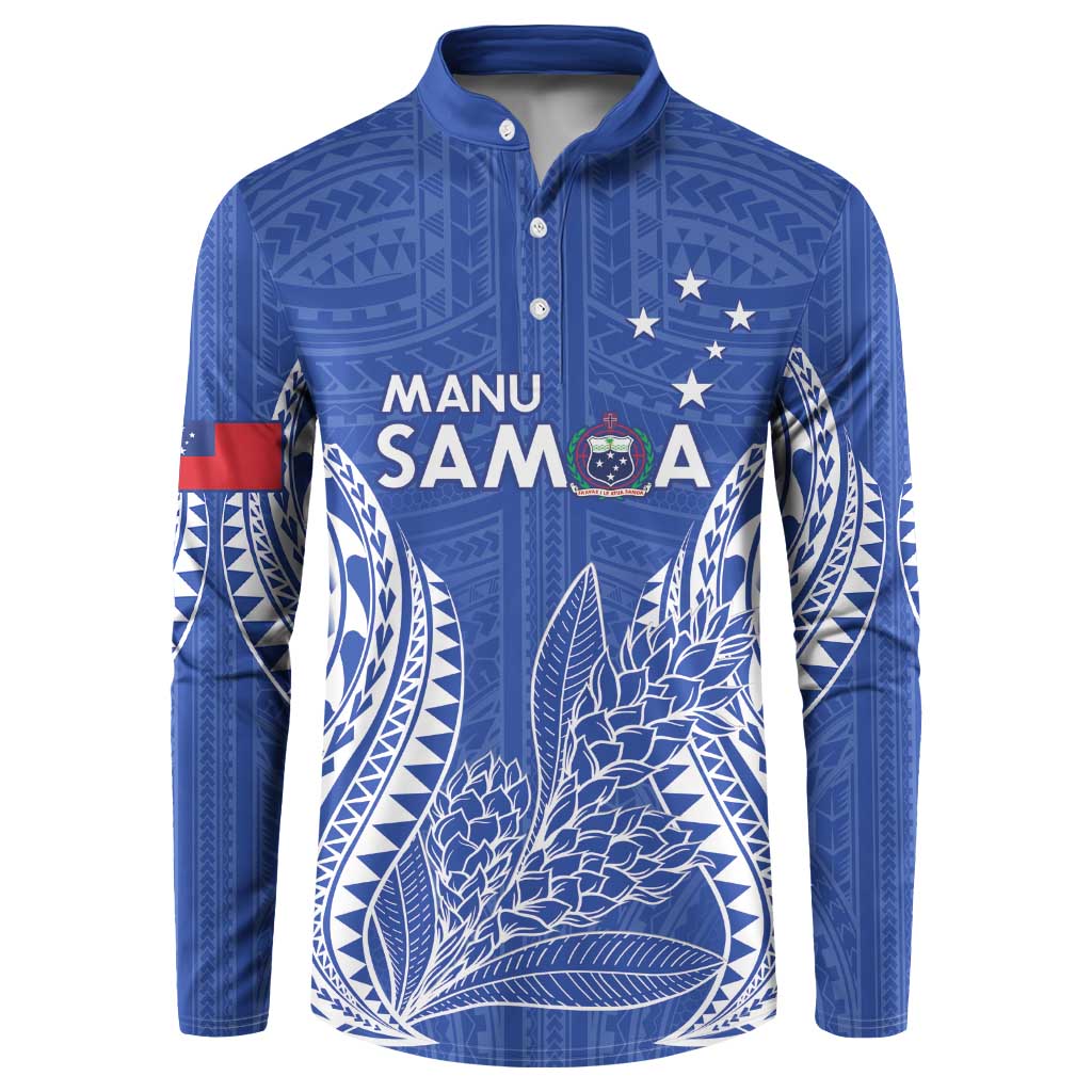 Custom Manu Samoa Rugby 2024 Button Sweatshirt Go Champions Samoan Tattoo