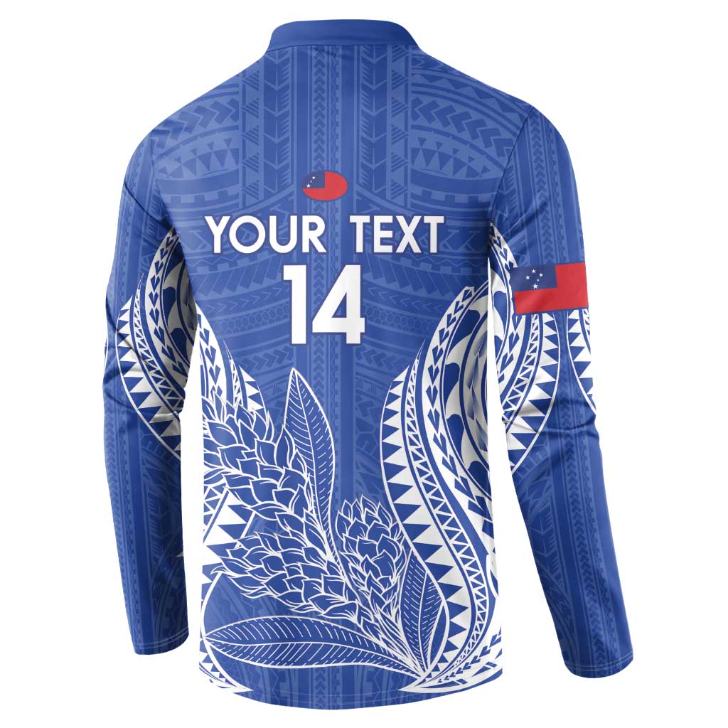 Custom Manu Samoa Rugby 2024 Button Sweatshirt Go Champions Samoan Tattoo