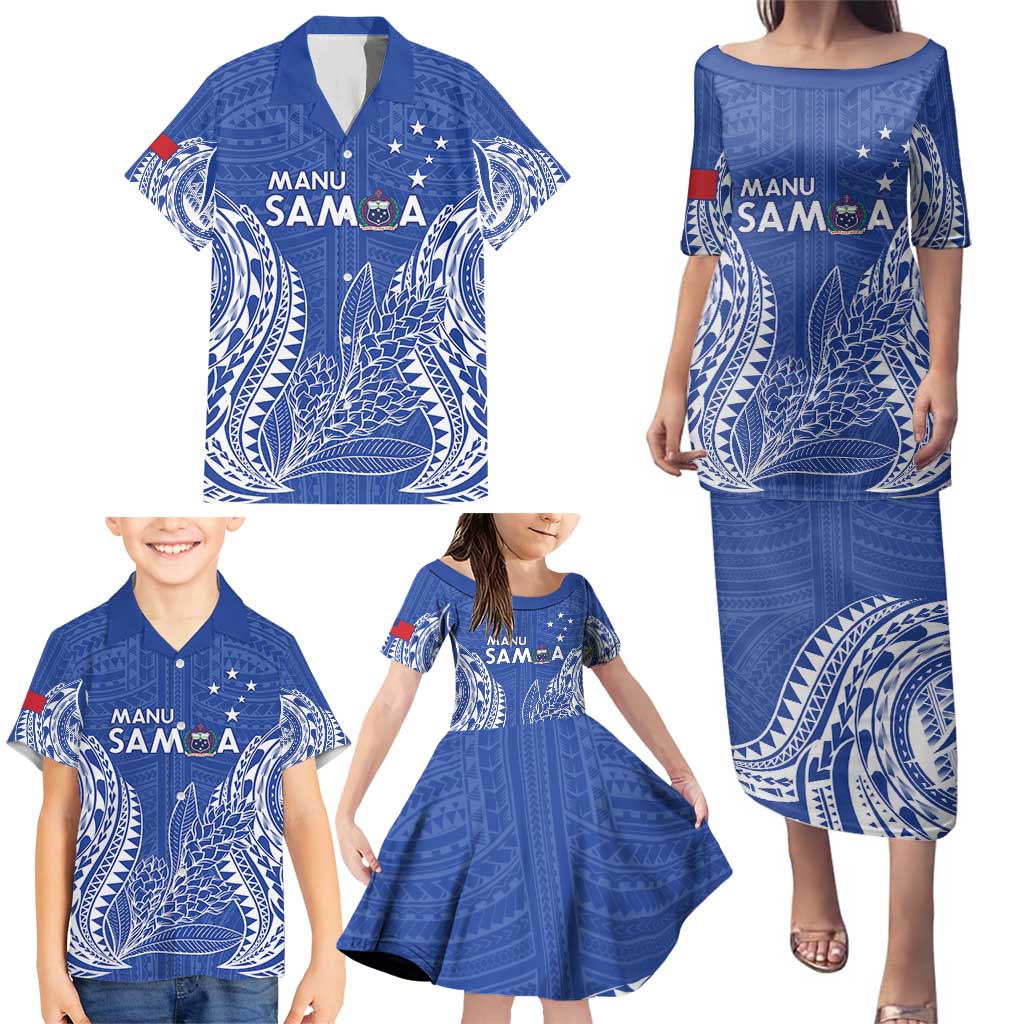 Custom Manu Samoa Rugby 2024 Family Matching Puletasi and Hawaiian Shirt Go Champions Samoan Tattoo