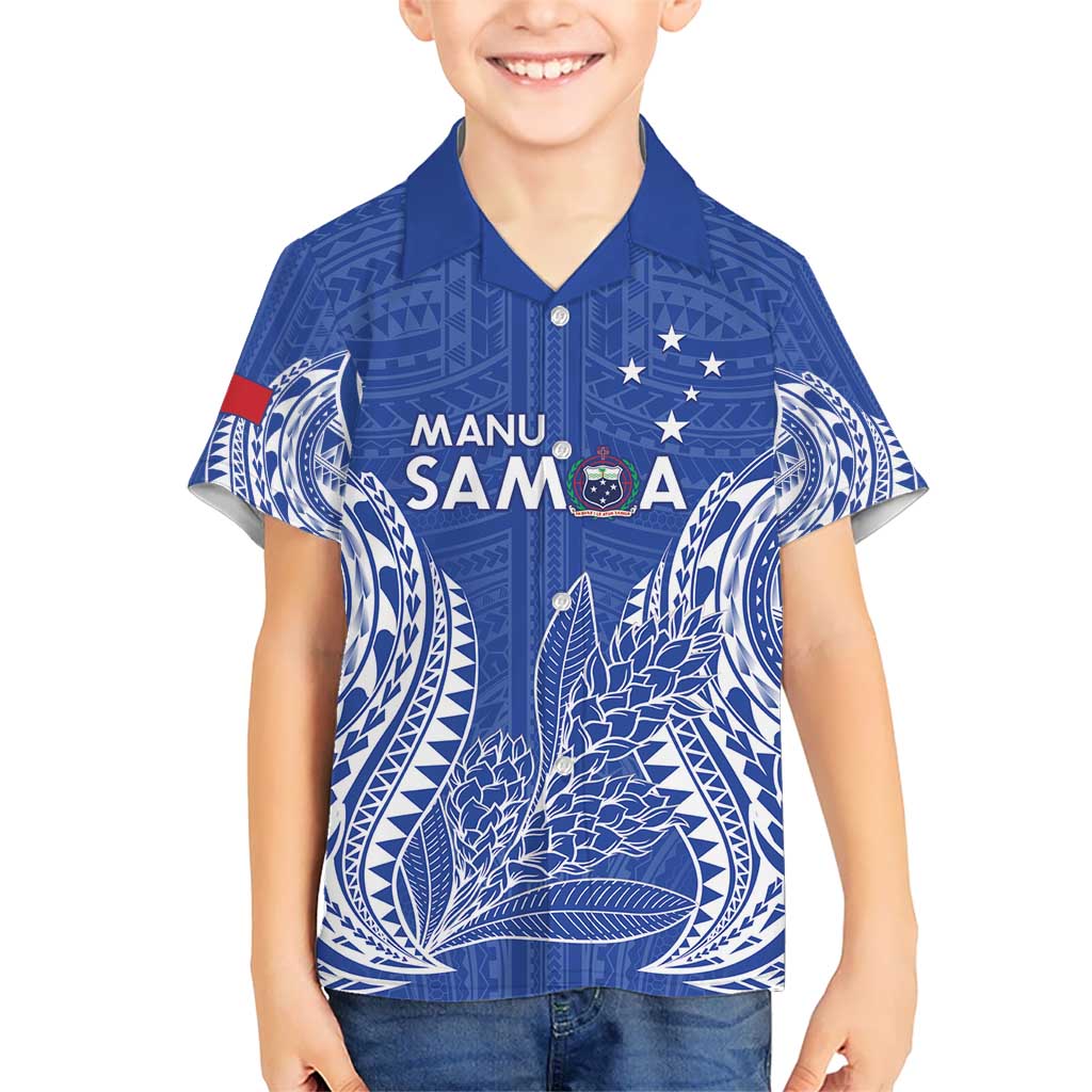 Custom Manu Samoa Rugby 2024 Kid Hawaiian Shirt Go Champions Samoan Tattoo