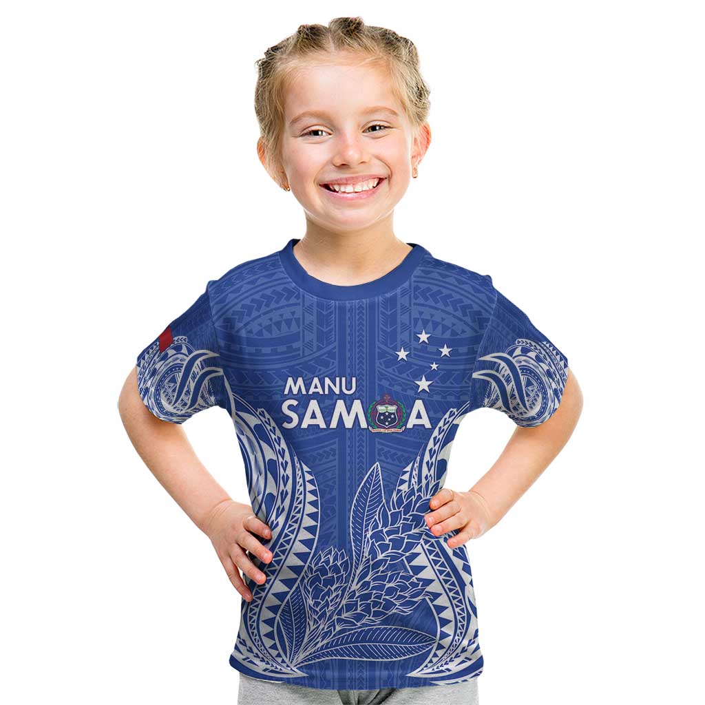 Custom Manu Samoa Rugby 2024 Kid T Shirt Go Champions Samoan Tattoo