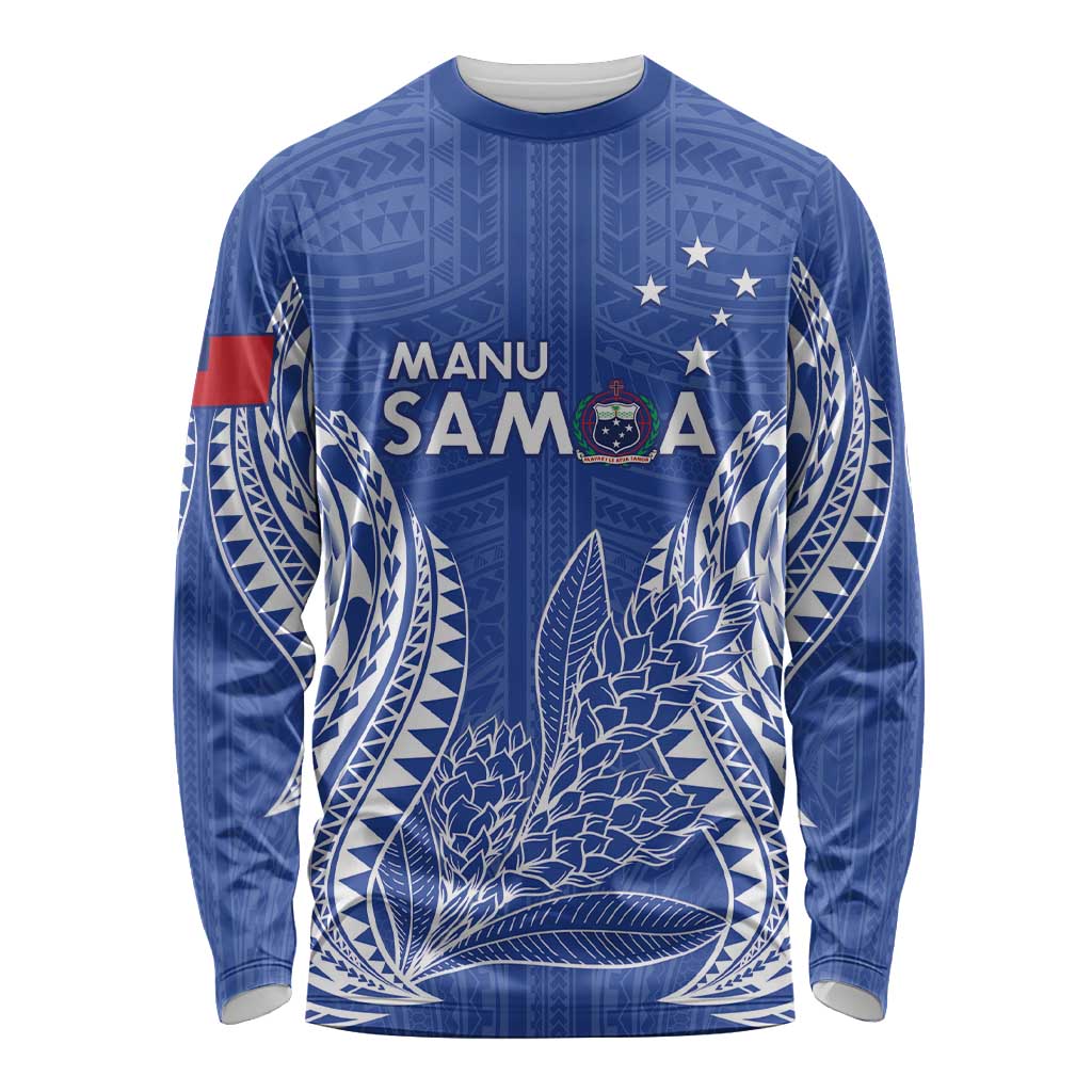 Custom Manu Samoa Rugby 2024 Long Sleeve Shirt Go Champions Samoan Tattoo