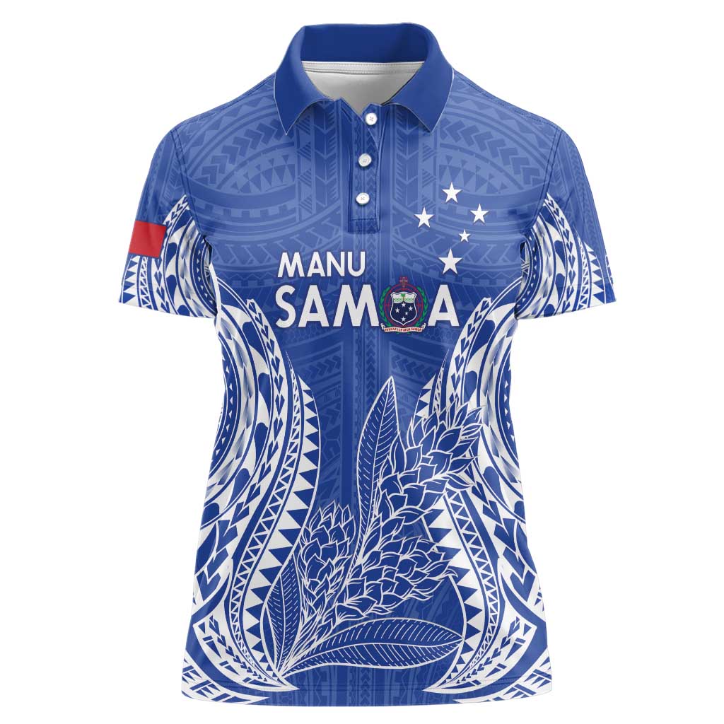 Custom Manu Samoa Rugby 2024 Women Polo Shirt Go Champions Samoan Tattoo