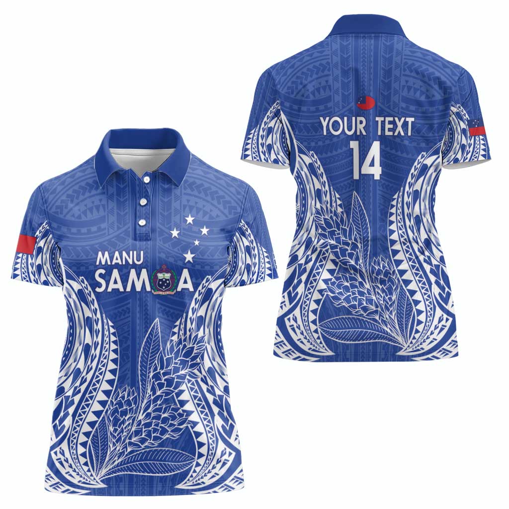 Custom Manu Samoa Rugby 2024 Women Polo Shirt Go Champions Samoan Tattoo