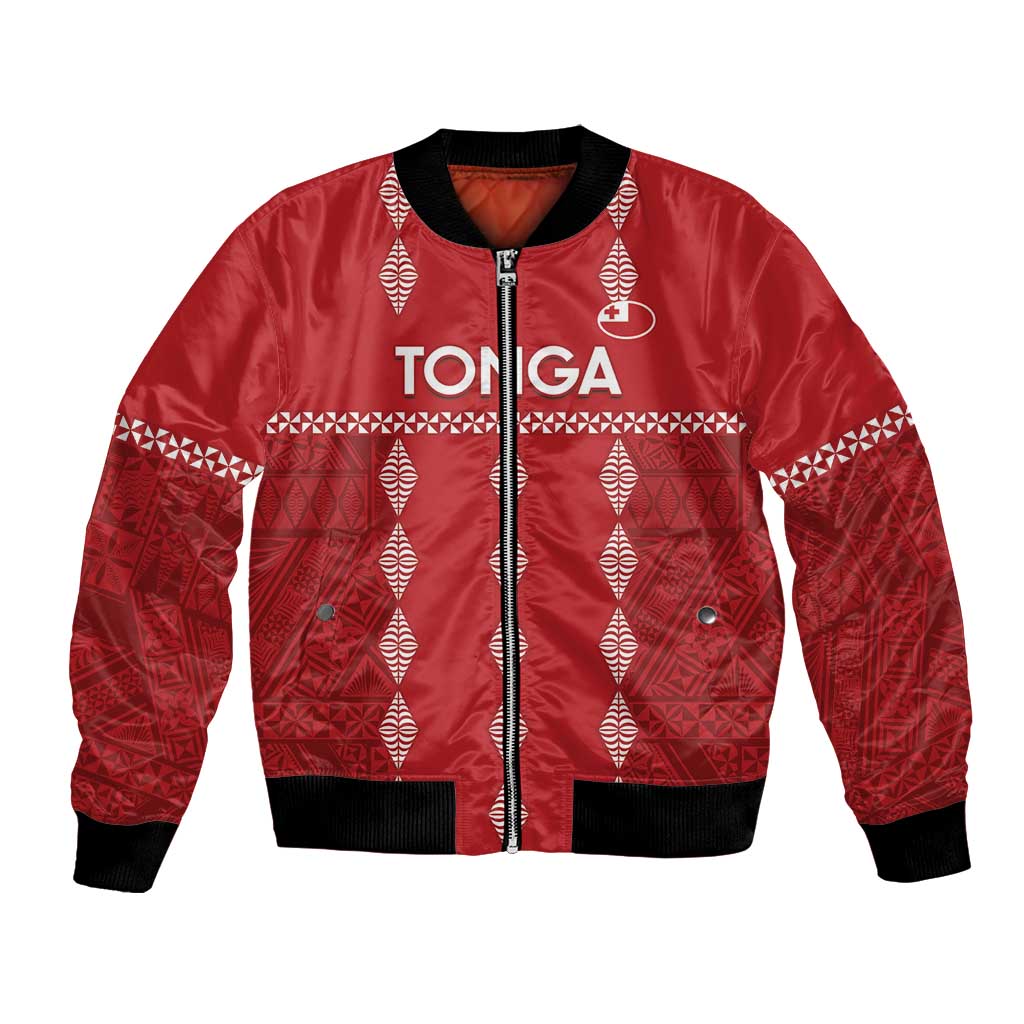 Custom Tonga Rugby 2024 Bomber Jacket Go Champions Ikale Tahi Ngatu Pattern