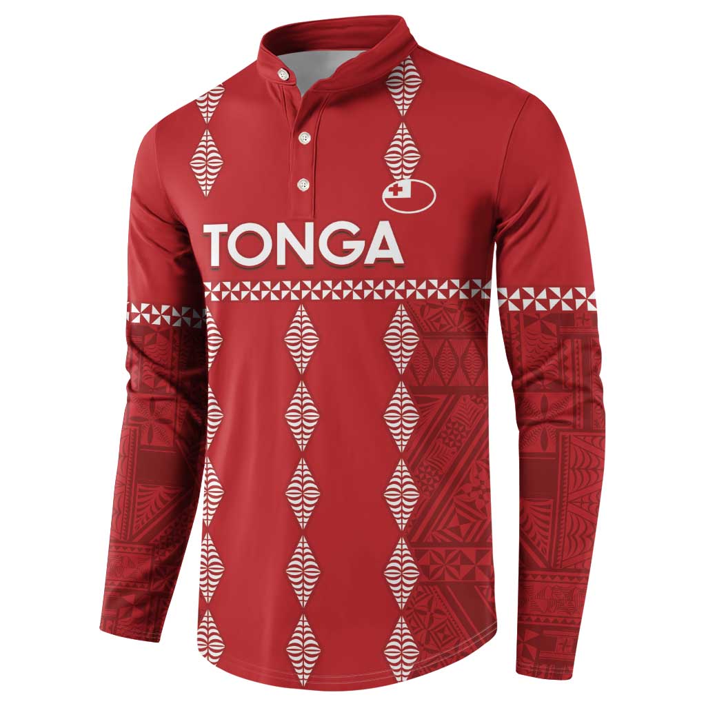 Custom Tonga Rugby 2024 Button Sweatshirt Go Champions Ikale Tahi Ngatu Pattern LT14 - Polynesian Pride