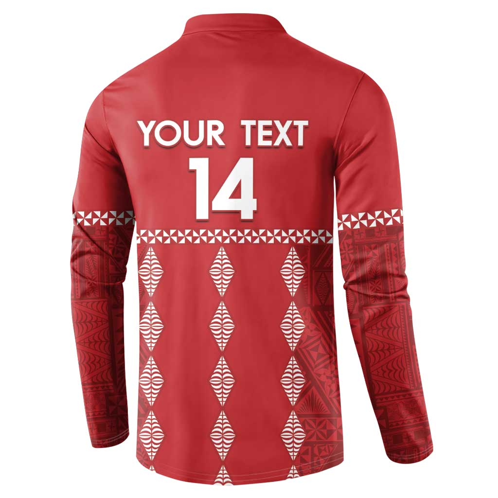 Custom Tonga Rugby 2024 Button Sweatshirt Go Champions Ikale Tahi Ngatu Pattern LT14 - Polynesian Pride