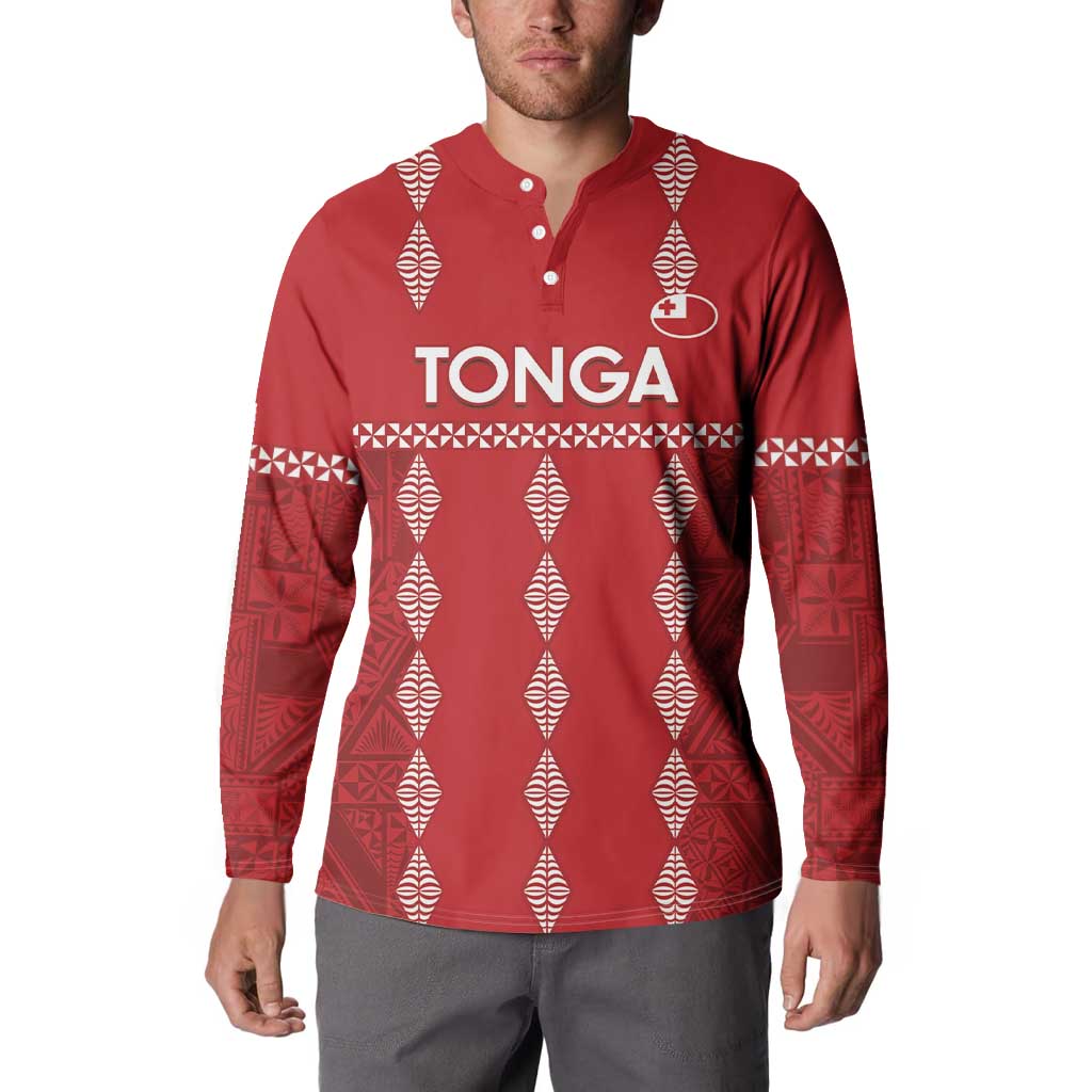 Custom Tonga Rugby 2024 Button Sweatshirt Go Champions Ikale Tahi Ngatu Pattern LT14 - Polynesian Pride