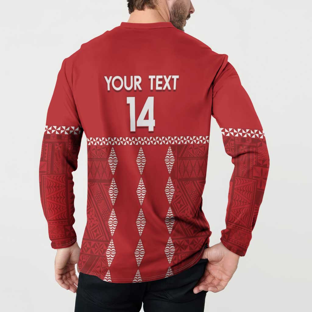 Custom Tonga Rugby 2024 Button Sweatshirt Go Champions Ikale Tahi Ngatu Pattern LT14 - Polynesian Pride