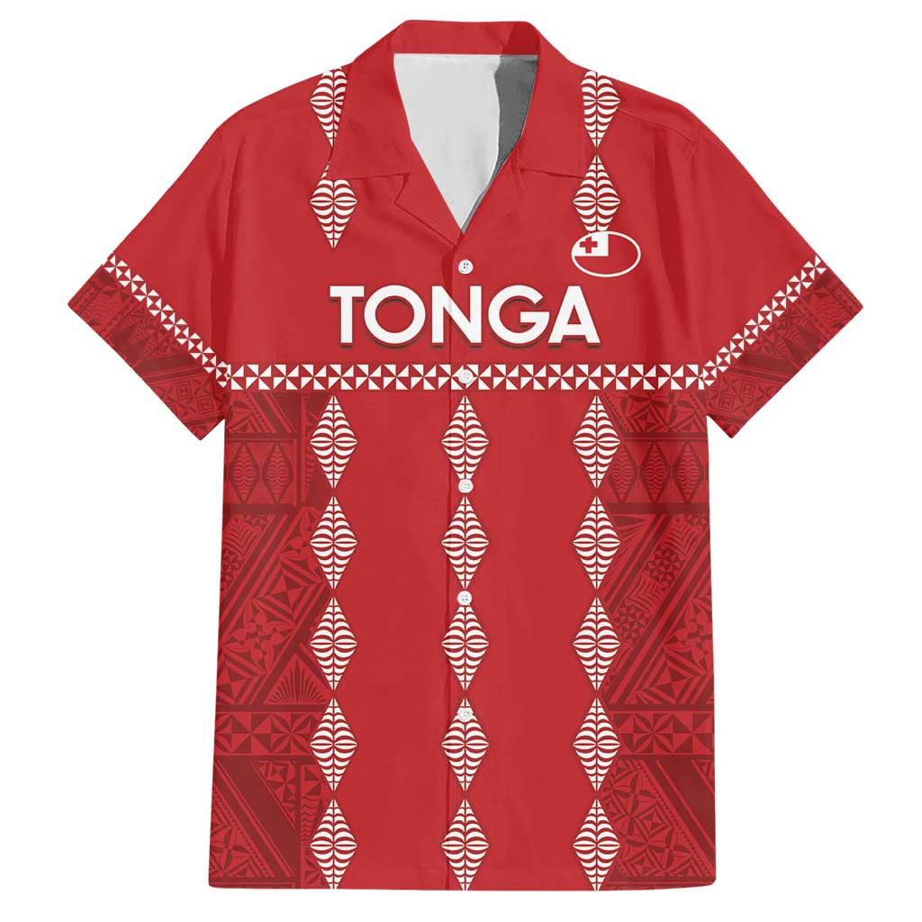 Custom Tonga Rugby 2024 Hawaiian Shirt Go Champions Ikale Tahi Ngatu Pattern LT14 Red - Polynesian Pride