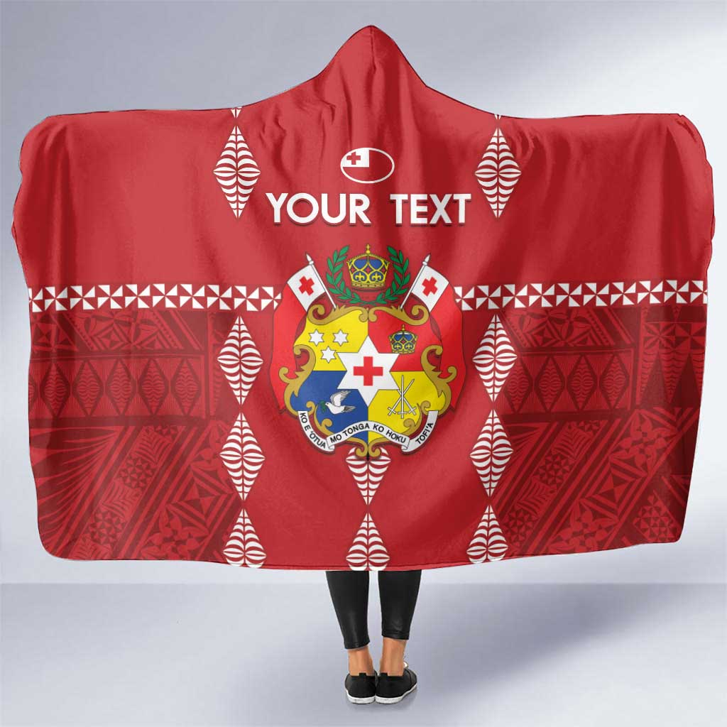 Custom Tonga Rugby 2024 Hooded Blanket Go Champions Ikale Tahi Ngatu Pattern