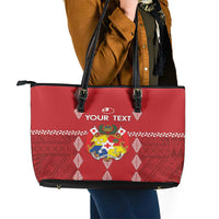 Custom Tonga Rugby 2024 Leather Tote Bag Go Champions Ikale Tahi Ngatu Pattern LT14 - Polynesian Pride