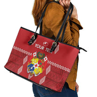 Custom Tonga Rugby 2024 Leather Tote Bag Go Champions Ikale Tahi Ngatu Pattern LT14 - Polynesian Pride