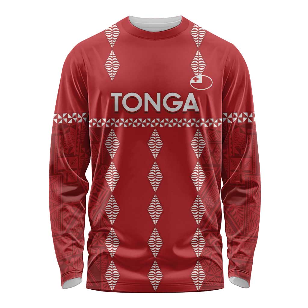 Custom Tonga Rugby 2024 Long Sleeve Shirt Go Champions Ikale Tahi Ngatu Pattern