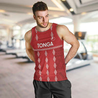 Custom Tonga Rugby 2024 Men Tank Top Go Champions Ikale Tahi Ngatu Pattern LT14 Red - Polynesian Pride