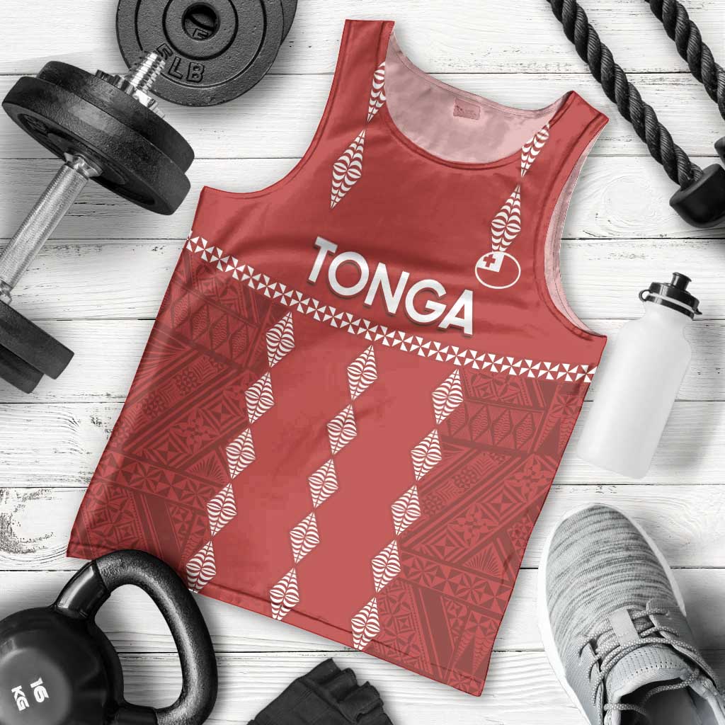 Custom Tonga Rugby 2024 Men Tank Top Go Champions Ikale Tahi Ngatu Pattern LT14 - Polynesian Pride