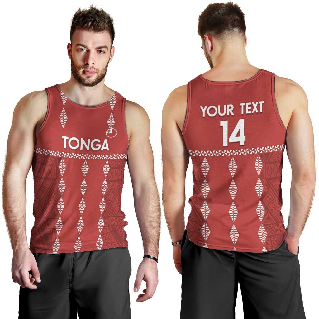 Custom Tonga Rugby 2024 Men Tank Top Go Champions Ikale Tahi Ngatu Pattern LT14 - Polynesian Pride