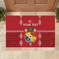 Custom Tonga Rugby 2024 Rubber Doormat Go Champions Ikale Tahi Ngatu Pattern LT14 Red - Polynesian Pride