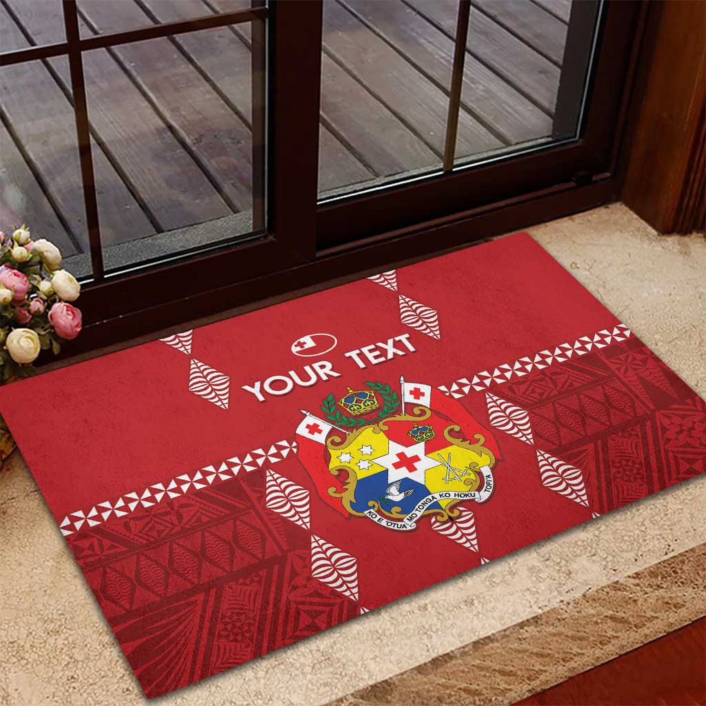 Custom Tonga Rugby 2024 Rubber Doormat Go Champions Ikale Tahi Ngatu Pattern LT14 - Polynesian Pride
