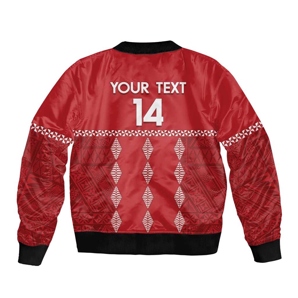 Custom Tonga Rugby 2024 Sleeve Zip Bomber Jacket Go Champions Ikale Tahi Ngatu Pattern