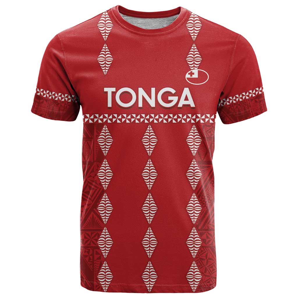 Custom Tonga Rugby 2024 T Shirt Go Champions Ikale Tahi Ngatu Pattern LT14 Red - Polynesian Pride