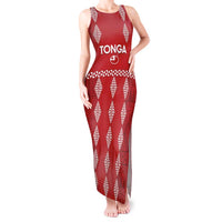 Custom Tonga Rugby 2024 Tank Maxi Dress Go Champions Ikale Tahi Ngatu Pattern LT14 Women Red - Polynesian Pride