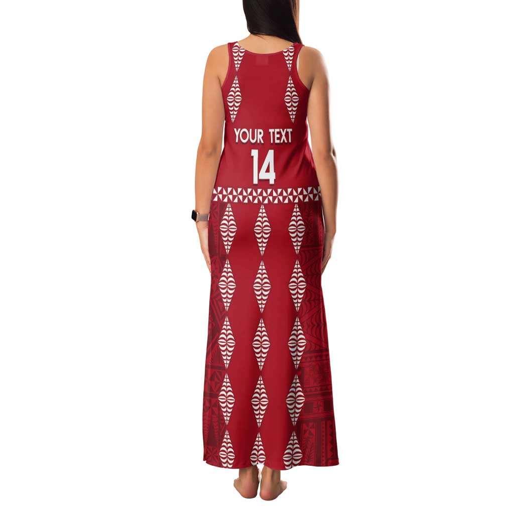 Custom Tonga Rugby 2024 Tank Maxi Dress Go Champions Ikale Tahi Ngatu Pattern LT14 - Polynesian Pride