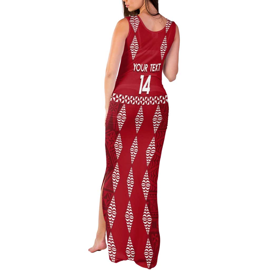 Custom Tonga Rugby 2024 Tank Maxi Dress Go Champions Ikale Tahi Ngatu Pattern LT14 - Polynesian Pride