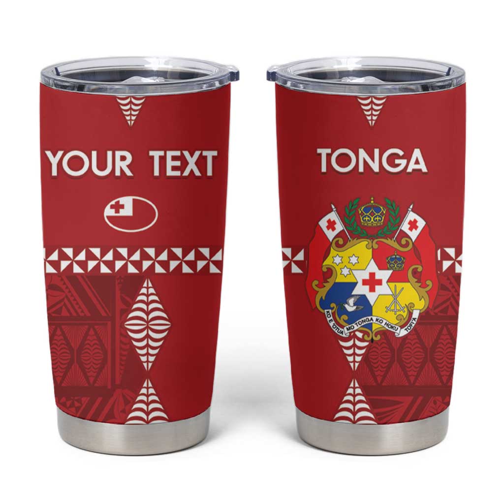 Custom Tonga Rugby 2024 Tumbler Cup Go Champions Ikale Tahi Ngatu Pattern LT14 Red - Polynesian Pride