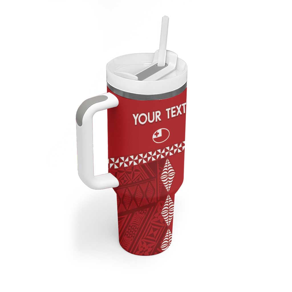 Custom Tonga Rugby 2024 Tumbler With Handle Go Champions Ikale Tahi Ngatu Pattern LT14 - Polynesian Pride