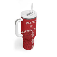 Custom Tonga Rugby 2024 Tumbler With Handle Go Champions Ikale Tahi Ngatu Pattern LT14 - Polynesian Pride