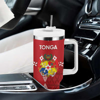 Custom Tonga Rugby 2024 Tumbler With Handle Go Champions Ikale Tahi Ngatu Pattern LT14 - Polynesian Pride