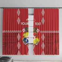 Custom Tonga Rugby 2024 Window Curtain Go Champions Ikale Tahi Ngatu Pattern LT14 With Hooks Red - Polynesian Pride