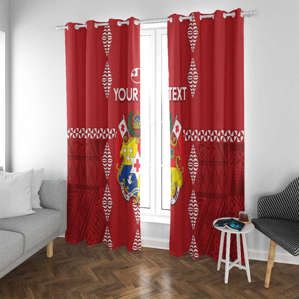 Custom Tonga Rugby 2024 Window Curtain Go Champions Ikale Tahi Ngatu Pattern LT14 With Grommets Red - Polynesian Pride