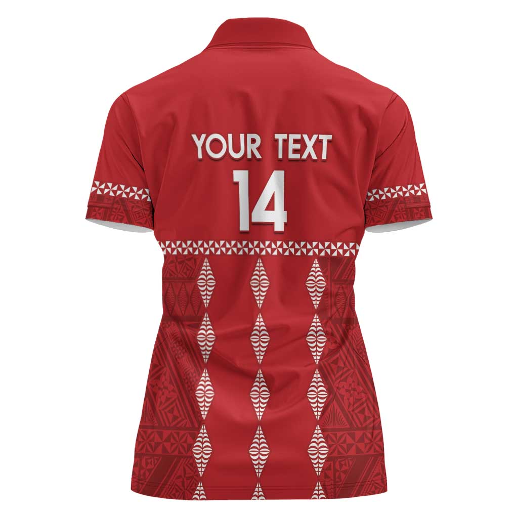 Custom Tonga Rugby 2024 Women Polo Shirt Go Champions Ikale Tahi Ngatu Pattern