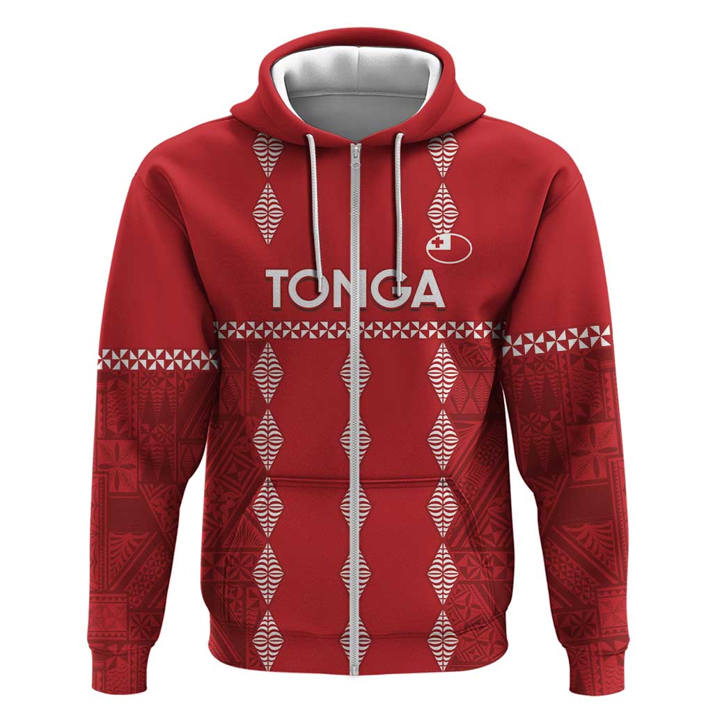 Custom Tonga Rugby 2024 Zip Hoodie Go Champions Ikale Tahi Ngatu Pattern