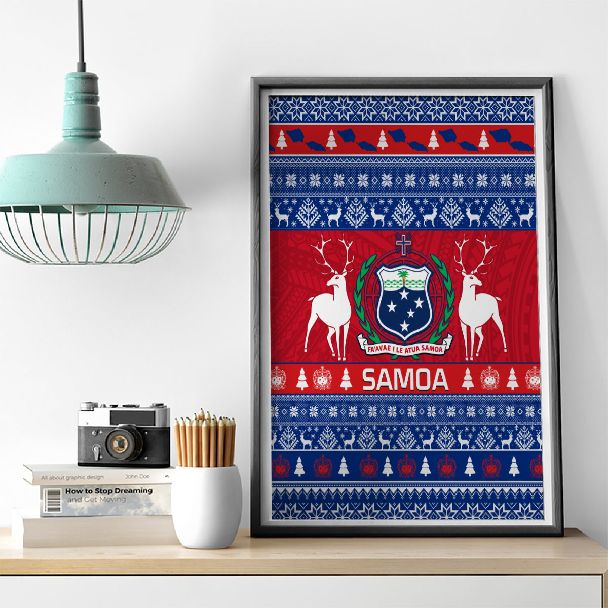Personalised Samoa Christmas Canvas Wall Art Samoan Coat Of Arms Manuia Le Kirisimas LT14 - Polynesian Pride