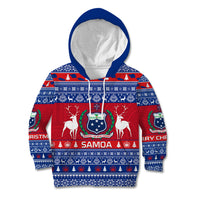 Personalised Samoa Christmas Kid Hoodie Samoan Coat Of Arms Manuia Le Kirisimas LT14 Hoodie Blue - Polynesian Pride