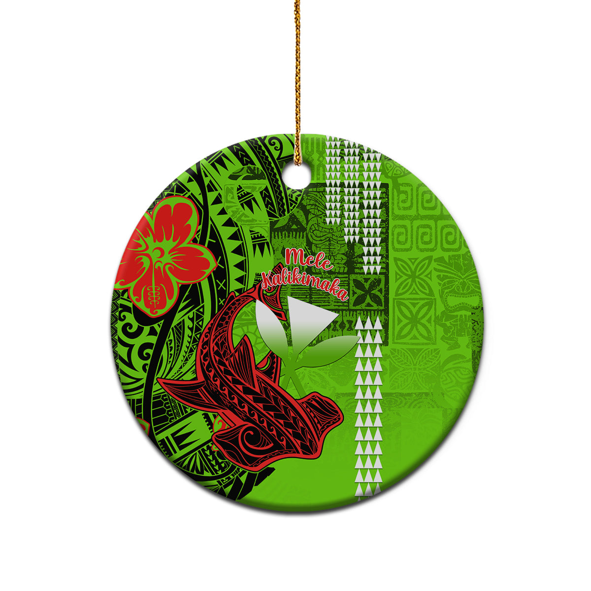 Personalised Hawaii Christmas Ceramic Ornament Mele Kalikimaka Kakau Polynesian Shark Tattoo LT14 - Polynesian Pride