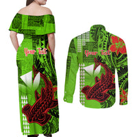 Personalised Hawaii Christmas Couples Matching Off Shoulder Maxi Dress and Long Sleeve Button Shirts Mele Kalikimaka Kakau Polynesian Shark Tattoo LT14 - Polynesian Pride