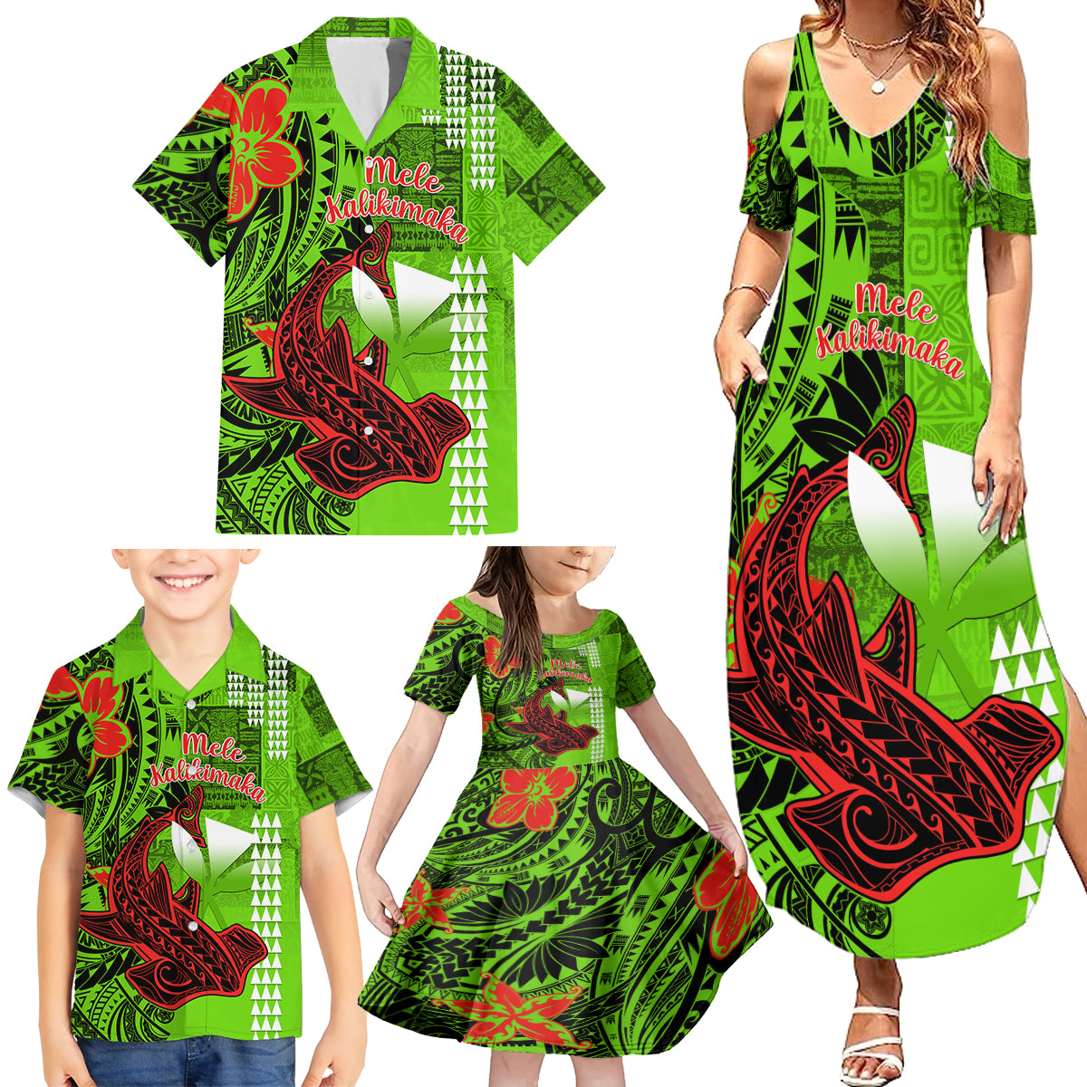 Personalised Hawaii Christmas Family Matching Summer Maxi Dress and Hawaiian Shirt Mele Kalikimaka Kakau Polynesian Shark Tattoo LT14 - Polynesian Pride