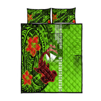 Personalised Hawaii Christmas Quilt Bed Set Mele Kalikimaka Kakau Polynesian Shark Tattoo LT14 Green - Polynesian Pride