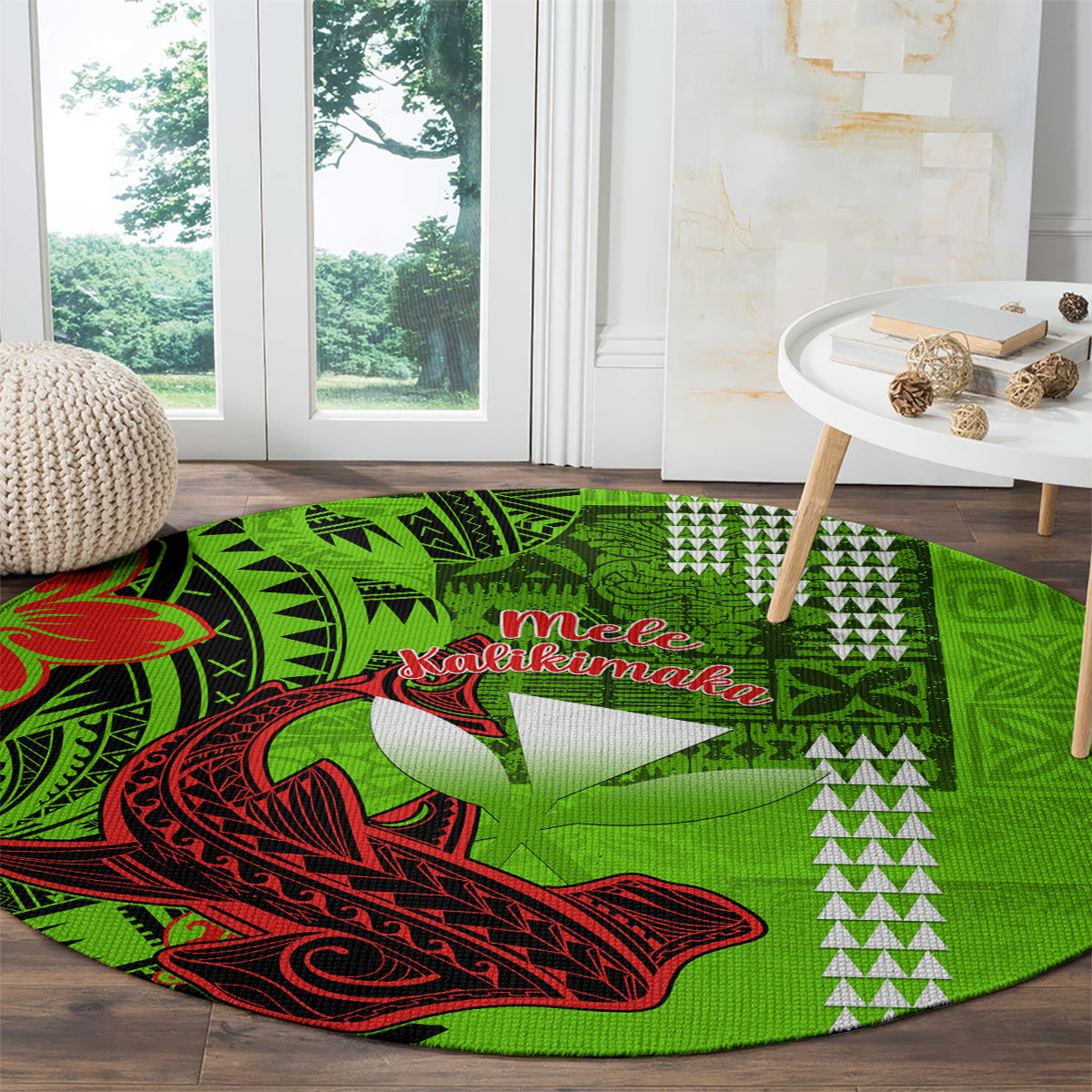 Personalised Hawaii Christmas Round Carpet Mele Kalikimaka Kakau Polynesian Shark Tattoo LT14 - Polynesian Pride