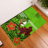 Personalised Hawaii Christmas Rubber Doormat Mele Kalikimaka Kakau Polynesian Shark Tattoo LT14 Green - Polynesian Pride