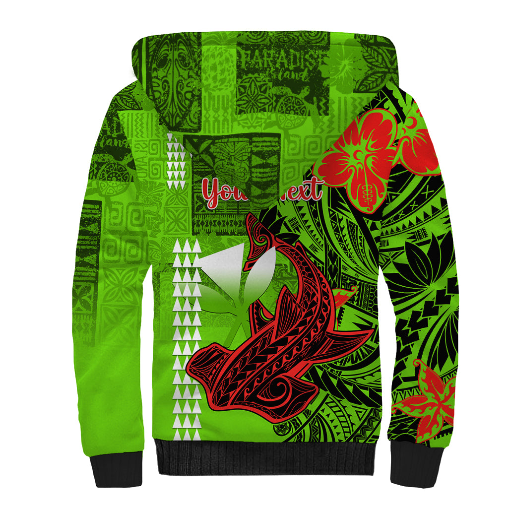 Personalised Hawaii Christmas Sherpa Hoodie Mele Kalikimaka Kakau Polynesian Shark Tattoo LT14 - Polynesian Pride