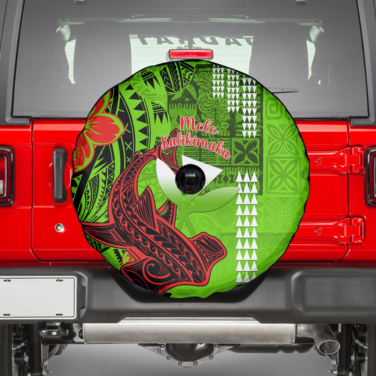 Personalised Hawaii Christmas Spare Tire Cover Mele Kalikimaka Kakau Polynesian Shark Tattoo LT14 - Polynesian Pride
