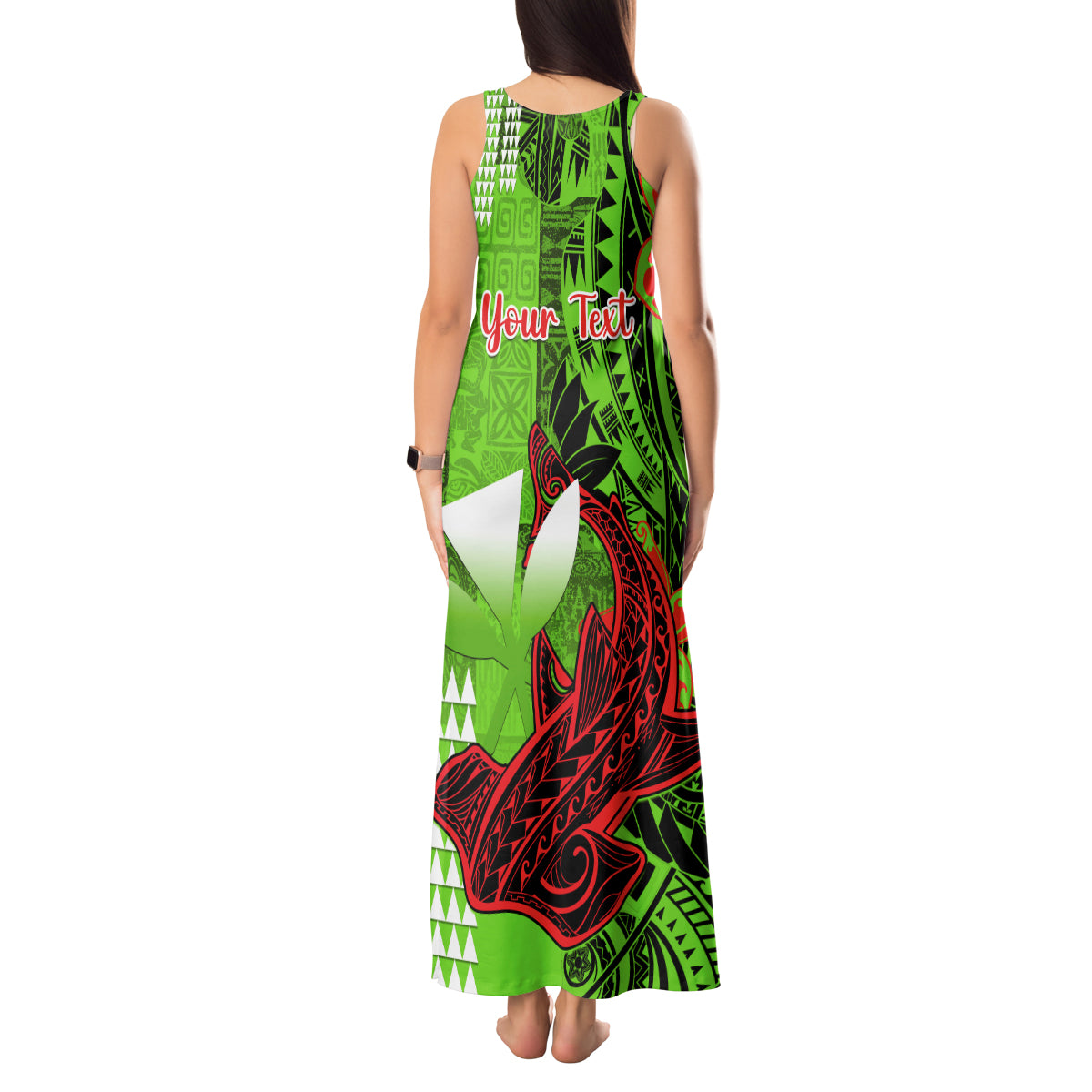 Personalised Hawaii Christmas Tank Maxi Dress Mele Kalikimaka Kakau Polynesian Shark Tattoo LT14 - Polynesian Pride