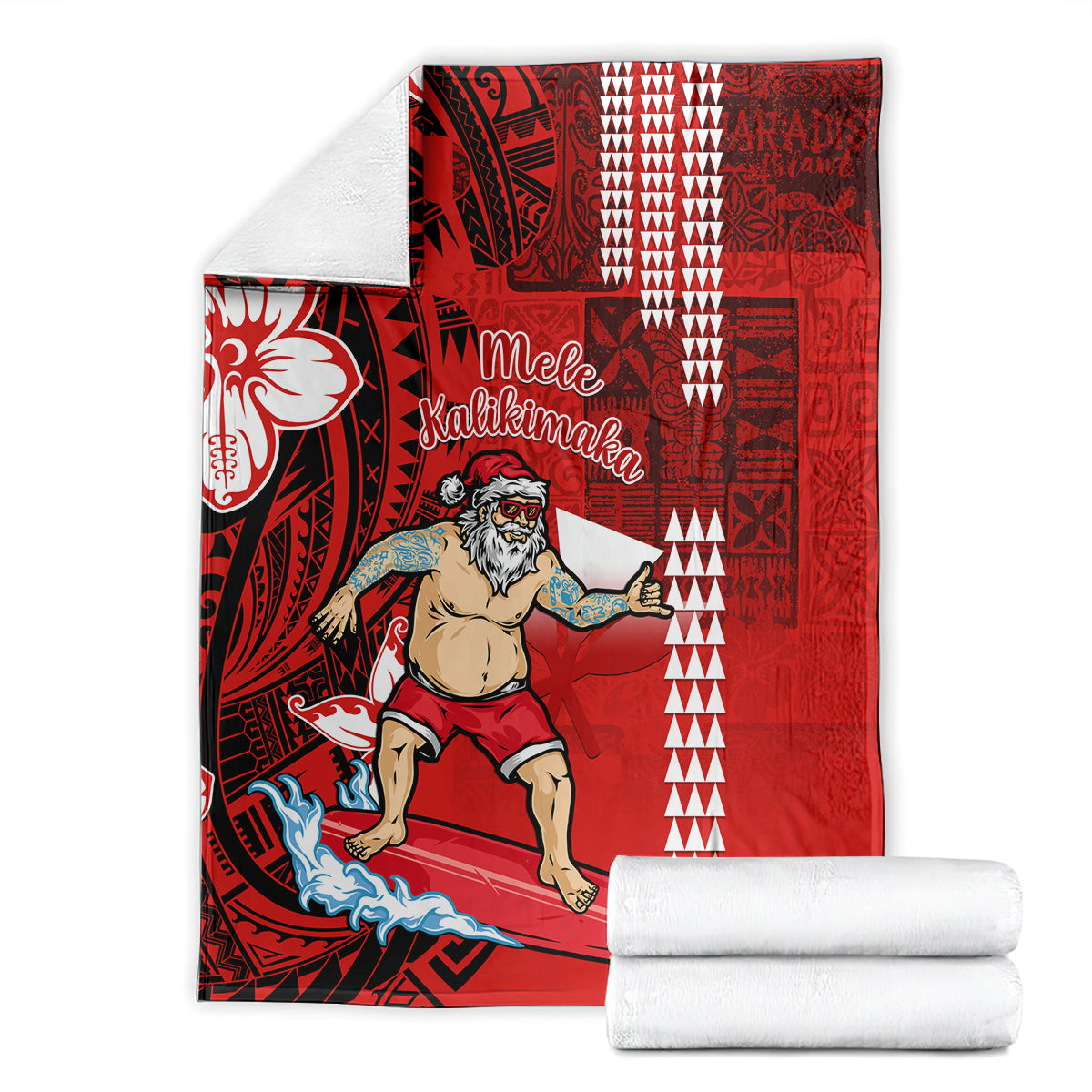 Personalised Hawaii Christmas Blanket Mele Kalikimaka Surfing Santa Claus LT14 - Polynesian Pride